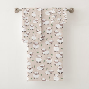 Sheep & Lamb Cute Gender Neutral Kids Boy Girl Bath Towel Set