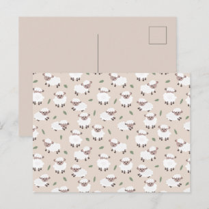 Sheep & Lamb Cute Hand Drawn Farm Animals Postcard