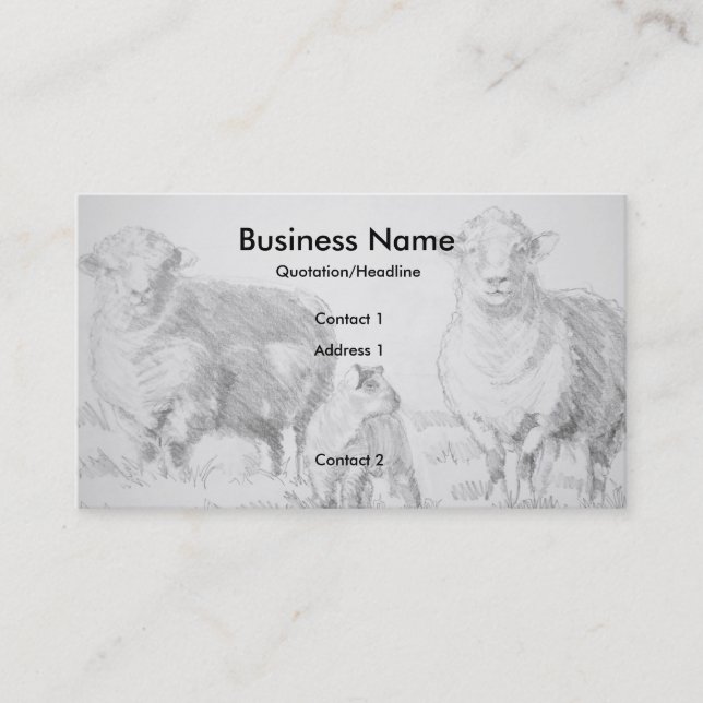 Sheep Lamb Drawing Business Cards (Front)