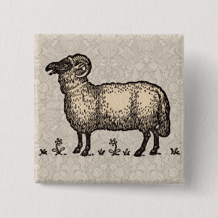 Sheep Lamb Farm Animal Vintage 15 Cm Square Badge