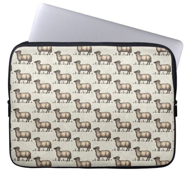 Sheep Lamb Farm Animal Vintage Laptop Sleeve (Front)