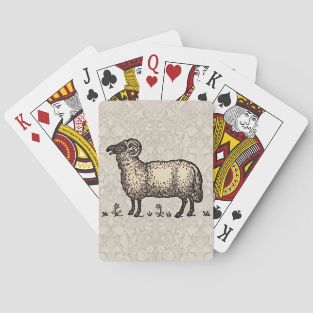 Sheep Lamb Farm Animal Vintage Playing Cards (Back)