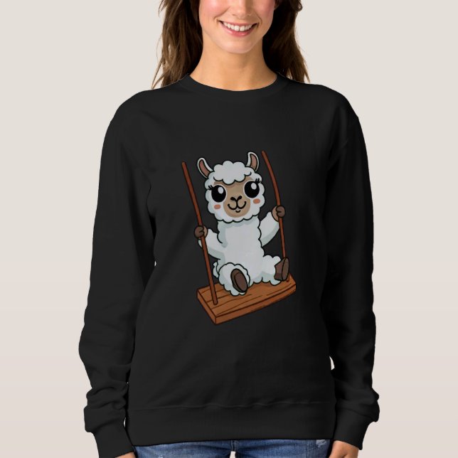 Sheep Lamb Swinging Playground Cartoon Sweatshirt (Front)