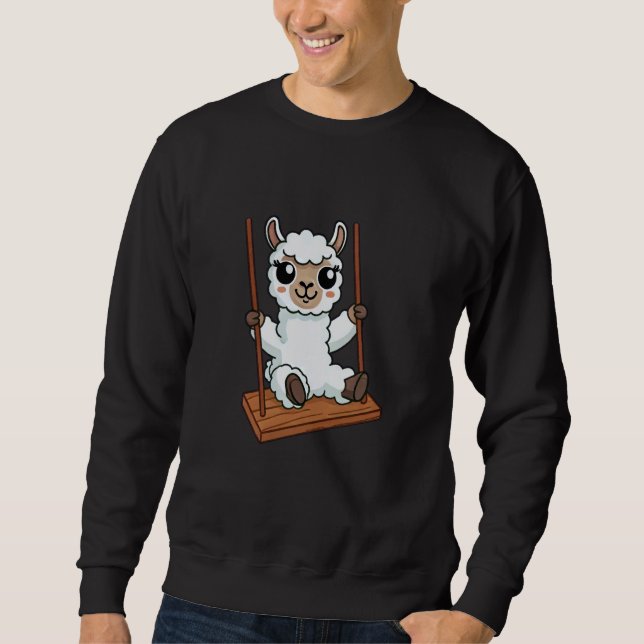 Sheep Lamb Swinging Playground Cartoon Sweatshirt (Front)