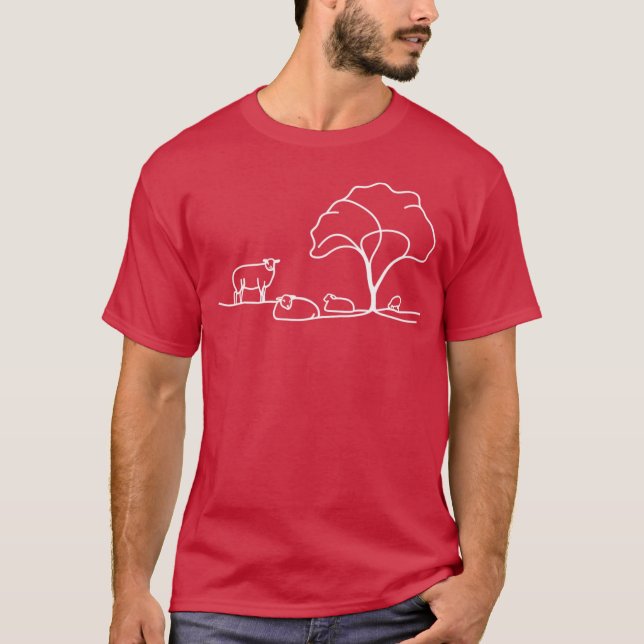 Sheep Line Drawing - vintage T-Shirt (Front)