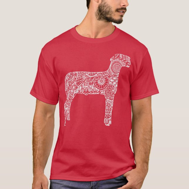 Sheep Livestock Show Mandala   Lamb Ram Stock T-Shirt (Front)