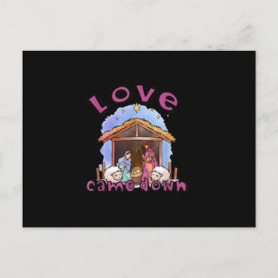 Sheep Love Came Down Christian Nativity Scene in C Announcement Postcard