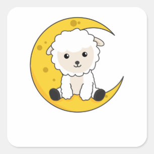 Sheep Moon Good Night Cheap Count Sweet Animals Square Sticker