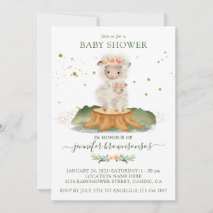 Sheep Mummy Bunny Baby Invitation