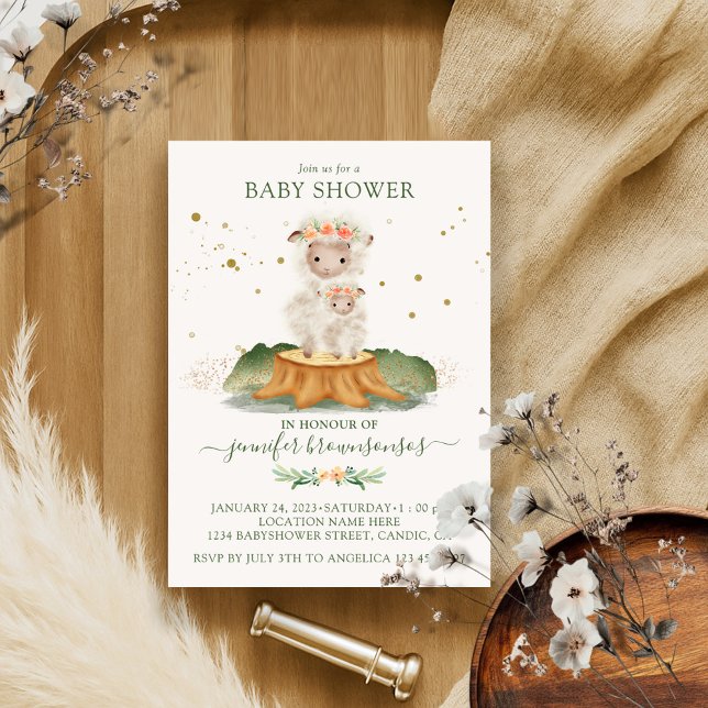 Sheep Mummy Bunny Baby Invitation (Creator Uploaded)