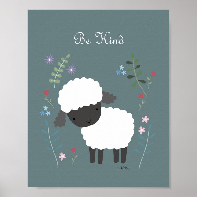Sheep Nursery Art Cute Lamb Nursery Wall Decor (Front)