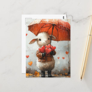 Sheep on a Rainy Day Postcard