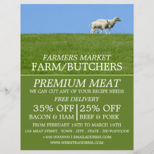 Sheep on Grass, Farmer & Butcher Advertising Flyer