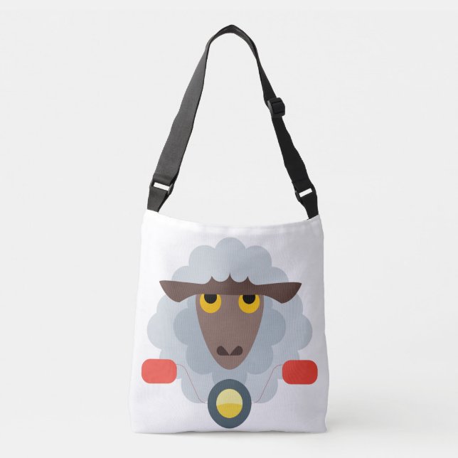 Sheep on Motorcycle Crossbody Bag (Front)