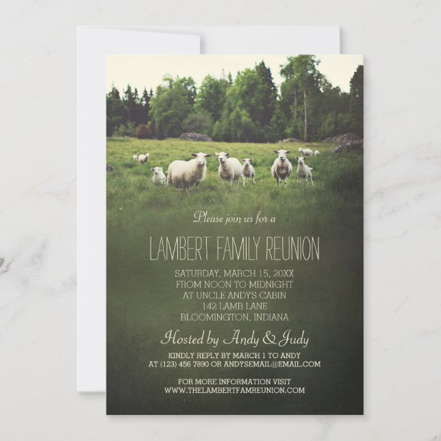 Sheep on Pasture | Family Reunion Invitation (Front)