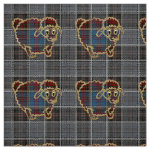 sheep on tartan background fabric