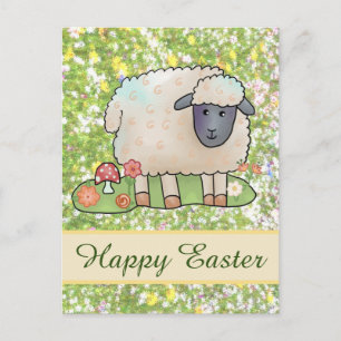 sheep on the pasture postcard