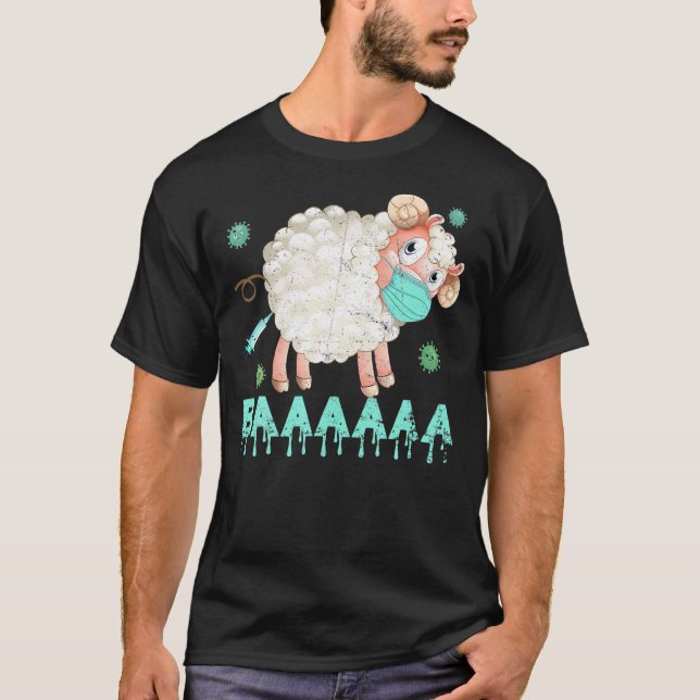Sheep Or Sheeple Anti Vaccine Mask Sheep Wearing T-Shirt (Front)