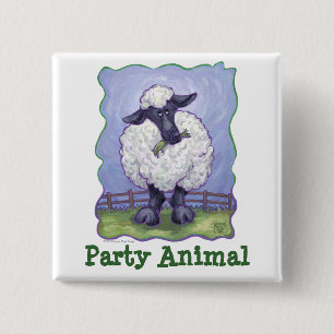 Sheep Party Centre 15 Cm Square Badge