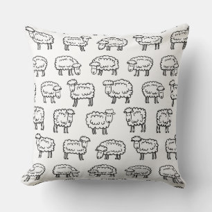 Sheep Pattern - Black and White Cushion