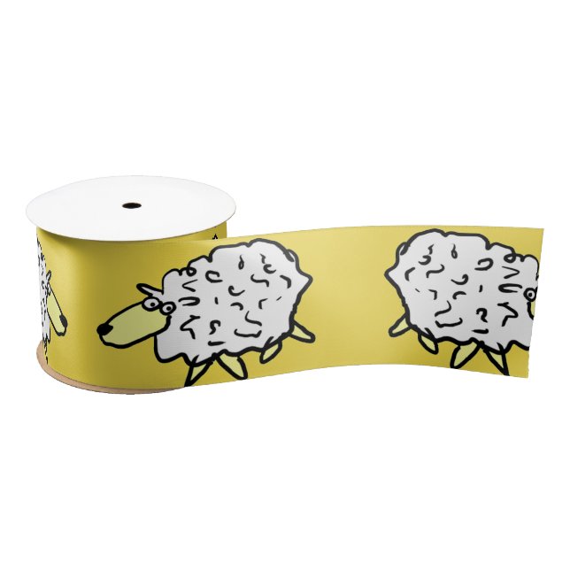 Sheep Pattern design. Row of Sheep on a Satin Ribbon (Spool)