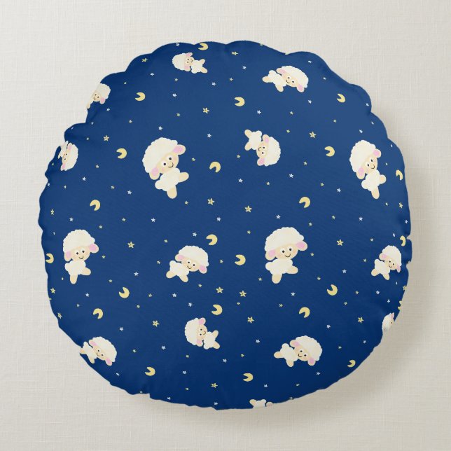 Sheep pattern round cushion (Front)