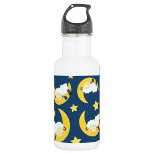 Sheep Pattern, Sleeping Sheep, Moon, Stars 532 Ml Water Bottle