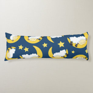 Sheep Pattern, Sleeping Sheep, Moon, Stars Body Cushion