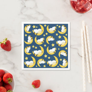 Sheep Pattern, Sleeping Sheep, Moon, Stars Napkin