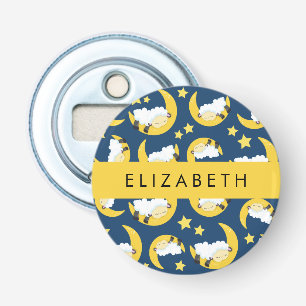 Sheep Pattern, Sleeping Sheep, Moon, Your Name Bottle Opener