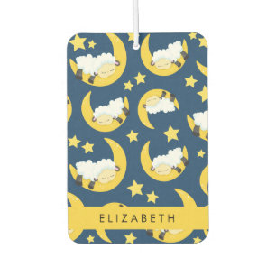Sheep Pattern, Sleeping Sheep, Moon, Your Name Car Air Freshener
