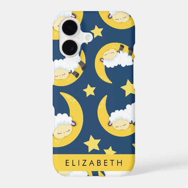 Sheep Pattern, Sleeping Sheep, Moon, Your Name iPhone Case (Back)