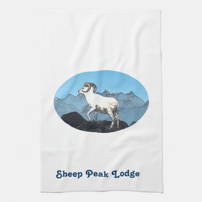 Sheep Peak Lodge Tea Towel (Vertical)