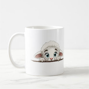 Sheep Peeking Cute Adorable Funny Animal Cartoon  Coffee Mug