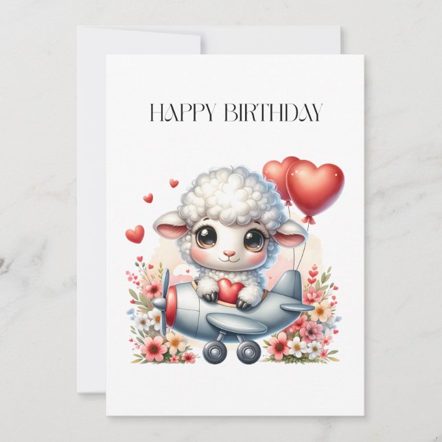 Sheep Pilot Birthday Card (Front)
