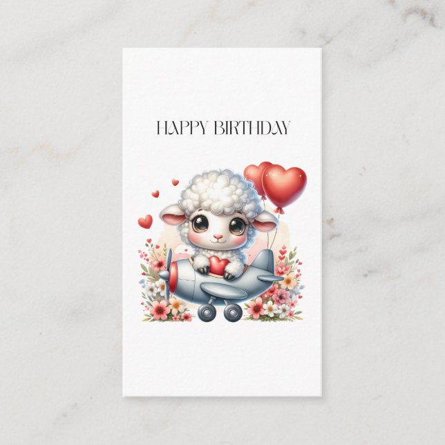Sheep Pilot Birthday Enclosure Card (Front)