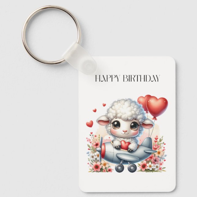 Sheep Pilot Birthday Key Ring (Front)