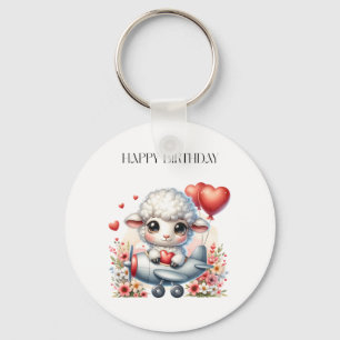 Sheep Pilot Birthday Key Ring