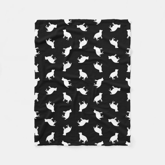 Sheep Print Pattern Sheep Silhouettes Design Black Fleece Blanket (Front)