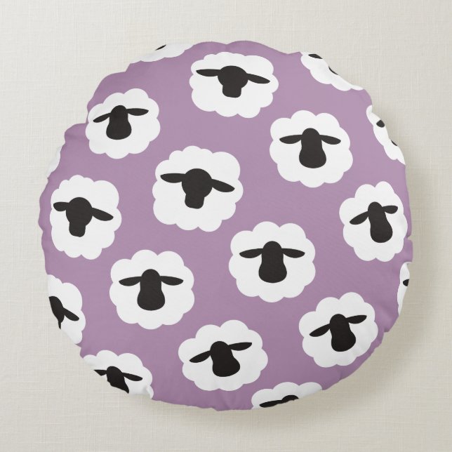Sheep print / Yarn Fibre Lover {Your Colours} Round Cushion (Front)