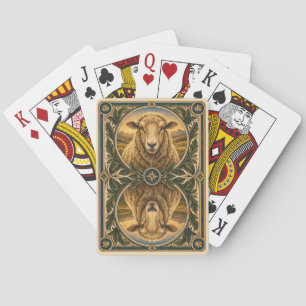 Sheep Rolling Highlands Watercolor GeoSaga Playing Cards