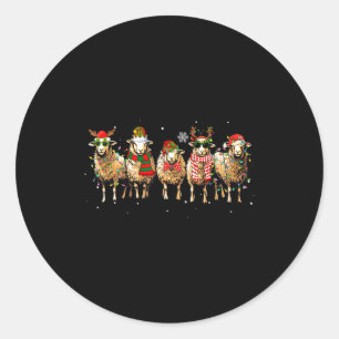 Sheep Santa Xmas Funny Sheep Lover Gift Christmas Classic Round Sticker