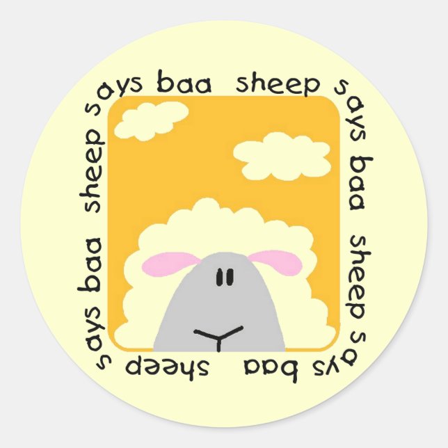Sheep Says Baa T-shirts and Gifts Classic Round Sticker (Front)