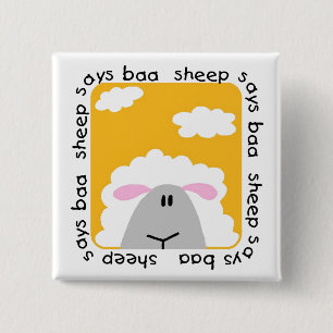 Sheep Says Baa Tshirts and Gifts 15 Cm Square Badge