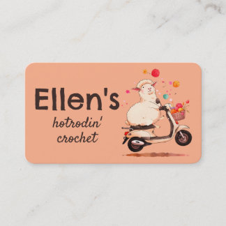 Sheep scooter crochet knitting knitter handspun business card