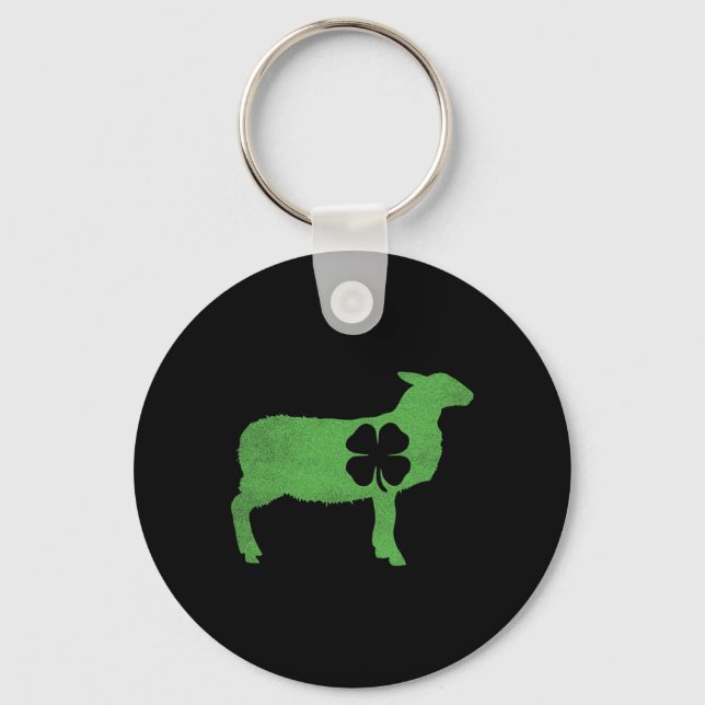 Sheep Shamrock St Patricks Day Irish Saint Paddy's Key Ring (Front)