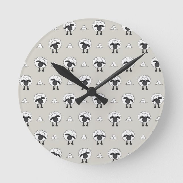 Sheep, sheep and even more sheep round clock (Front)