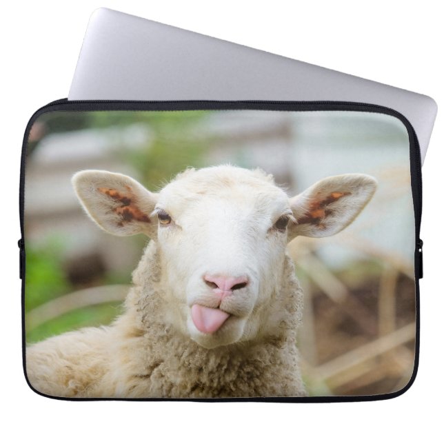 Sheep show tongue laptop sleeve (Front)