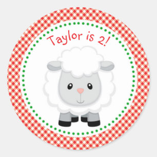 Sheep Sticker / Label (Farm Animals in Red)