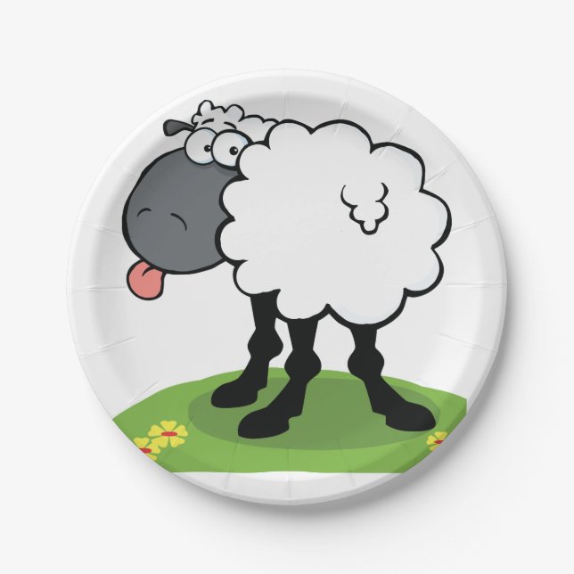 Sheep Sticking Tongue Out Paper Plate (Front)